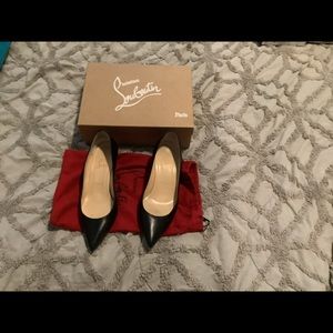 Laboutin Black Leather Wedge sz 40